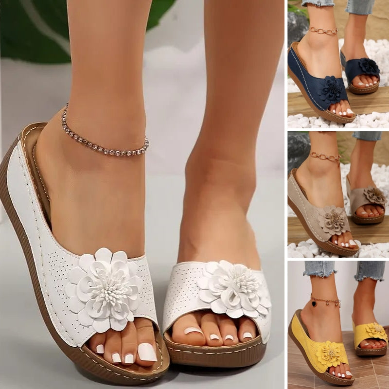 Cira | Bequeme Slipper-Sandalen mit Blumenmuster