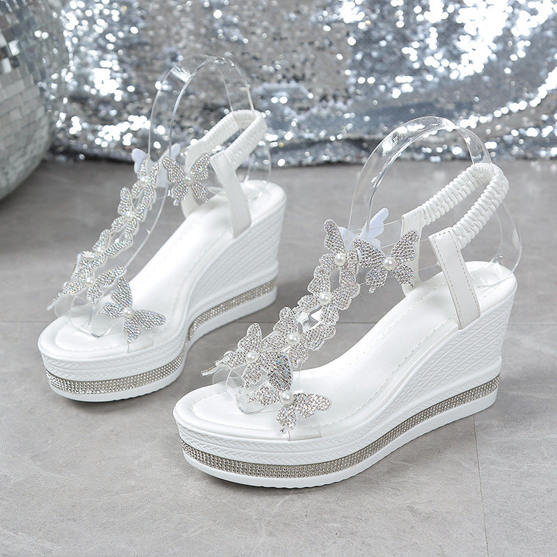 Lainey | Elegante Sandalen mit offener Spitze und Glitzerschmetterlingen