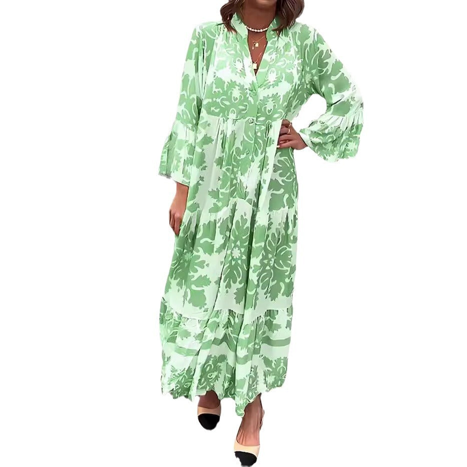 Trina | Lässiges Maxikleid mit Boho-Print und fließendem Schnitt