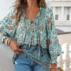 Betha | Bedrucktes Langarmshirt mit V-Ausschnitt