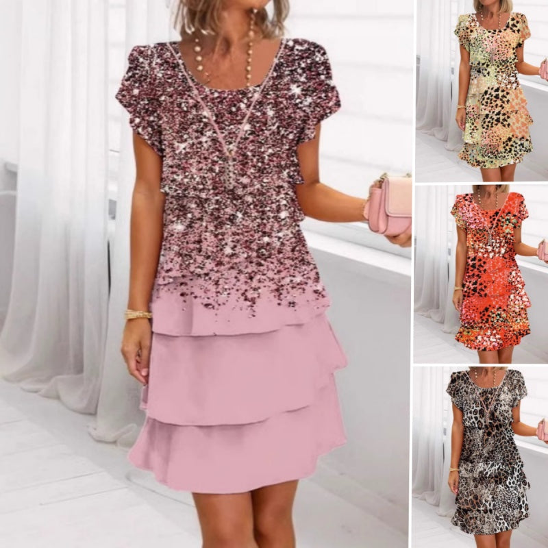 Mitsy | Buntes Paillettenkleid mit Leopardenprint für glamouröse Auftritte