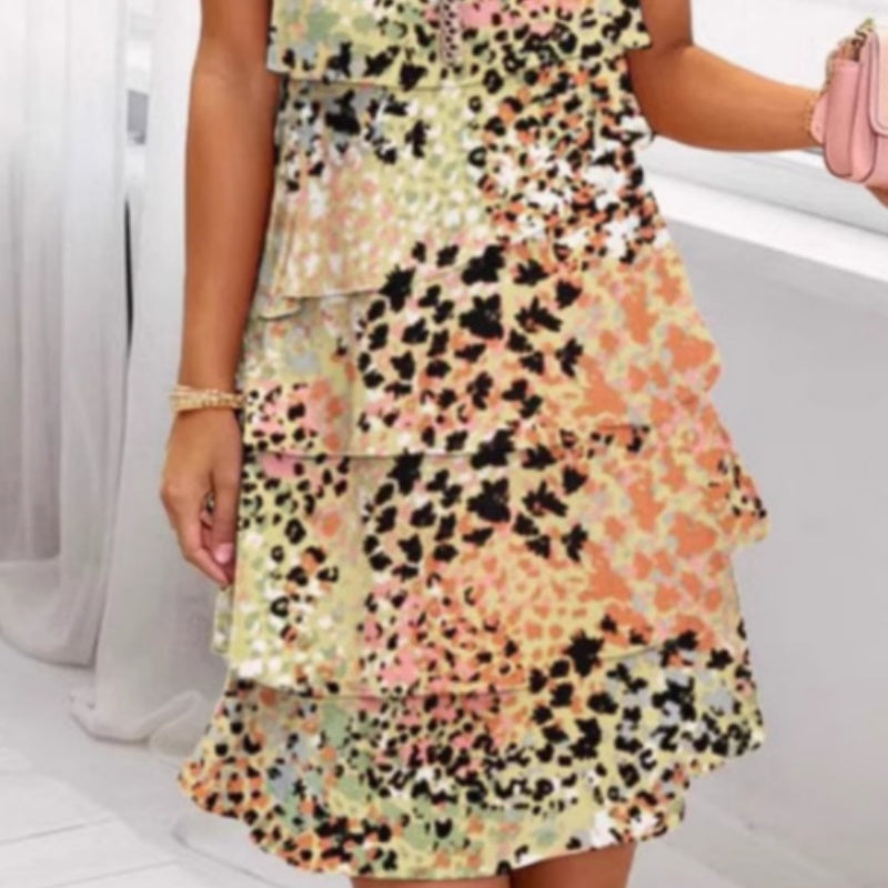 Mitsy | Buntes Paillettenkleid mit Leopardenprint für glamouröse Auftritte
