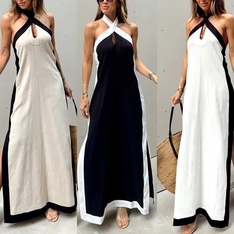 Liechelle | Elegantes Neckholder-Maxikleid mit Schlitz und offenem Rücken