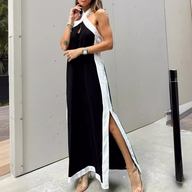 Liechelle | Elegantes Neckholder-Maxikleid mit Schlitz und offenem Rücken