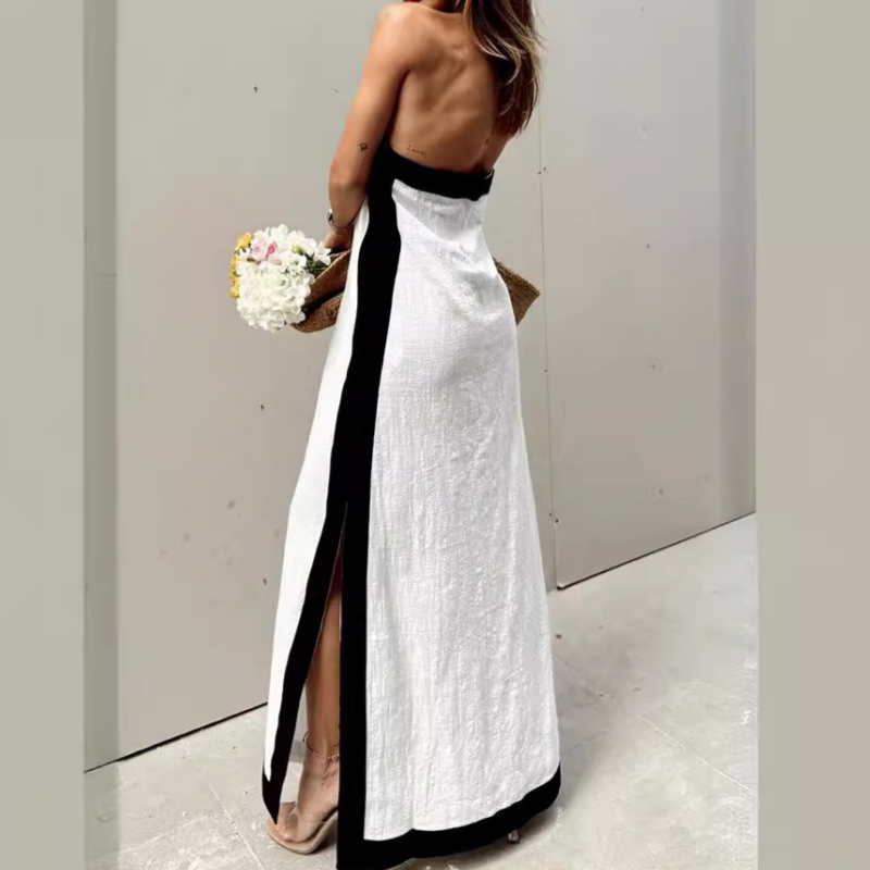Liechelle | Elegantes Neckholder-Maxikleid mit Schlitz und offenem Rücken