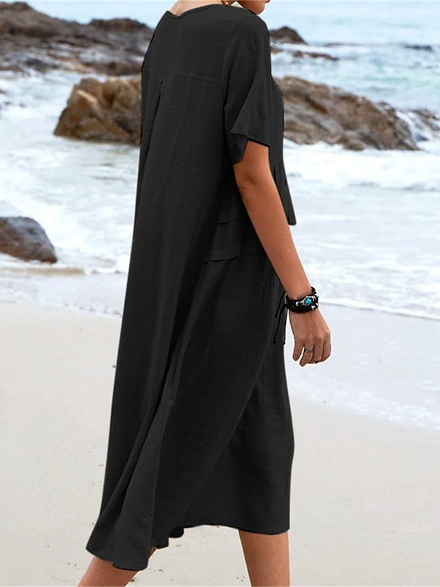 Swift | Midikleid aus Baumwolle und Leinen für Frauen