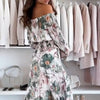 Zitah | Elegantes Blumen-Set: Schulterfreies Chemisier und Maxi-Jupe