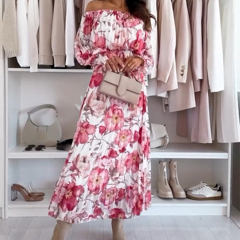 Zitah | Elegantes Blumen-Set: Schulterfreies Chemisier und Maxi-Jupe