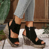 Aubrey | Bequeme Damen-Sandalen mit Keilabsatz und Quaste