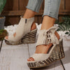 Aubrey | Bequeme Damen-Sandalen mit Keilabsatz und Quaste