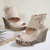 Aubrey | Bequeme Damen-Sandalen mit Keilabsatz und Quaste