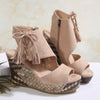Aubrey | Bequeme Damen-Sandalen mit Keilabsatz und Quaste
