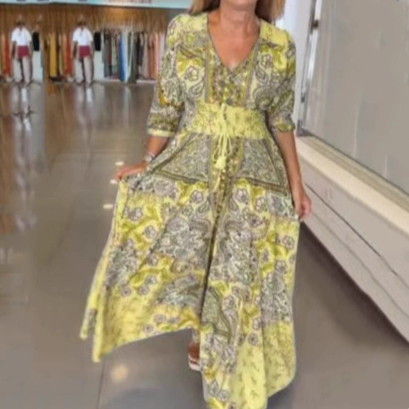 Catalina | Feminines langes Kleid mit floralem Design