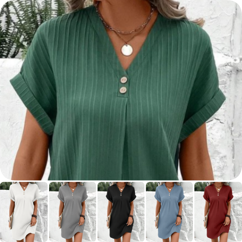 Gracelyn | Monochromes Kleid mit V-Ausschnitt