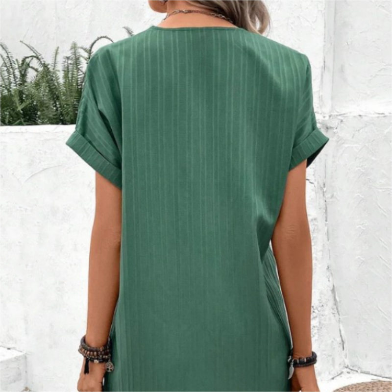 Gracelyn | Monochromes Kleid mit V-Ausschnitt