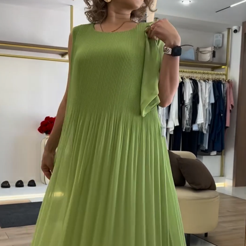 Marissa | bequemes grünes Maxikleid mit lockerem ärmellosem Design