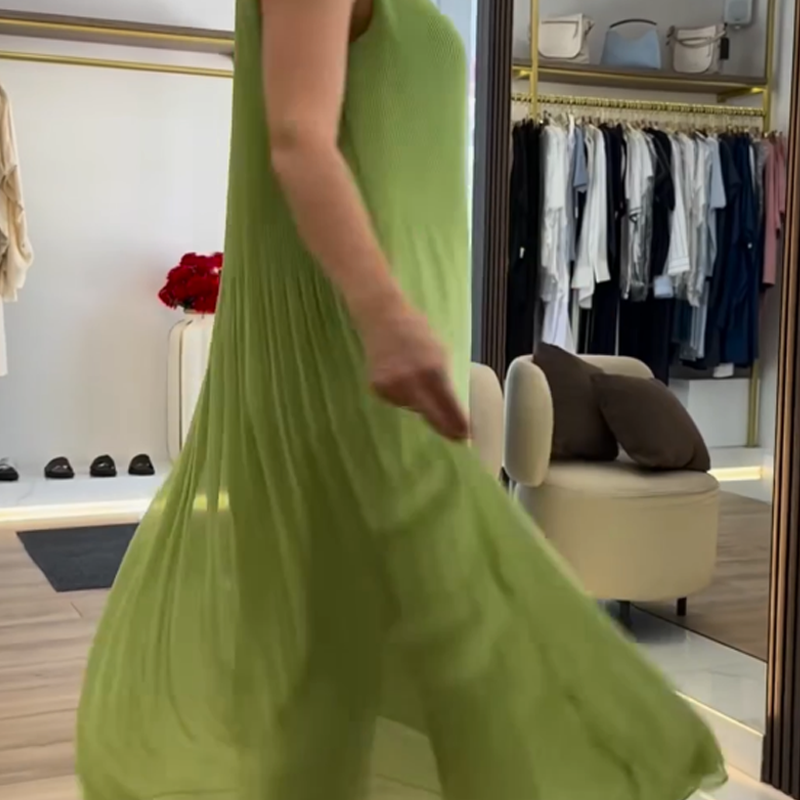 Marissa | bequemes grünes Maxikleid mit lockerem ärmellosem Design