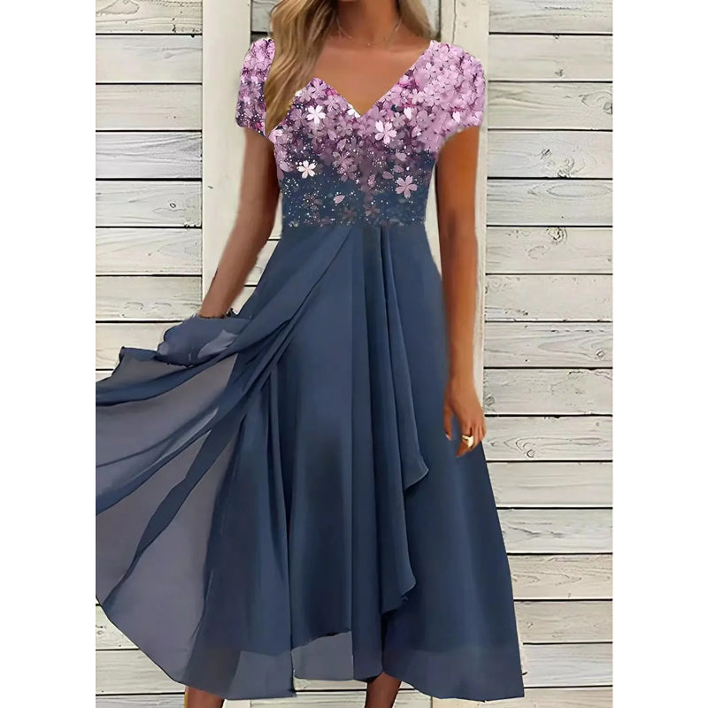 Brooke | stilvolles Kleid mit V-Ausschnitt und modernem Druck