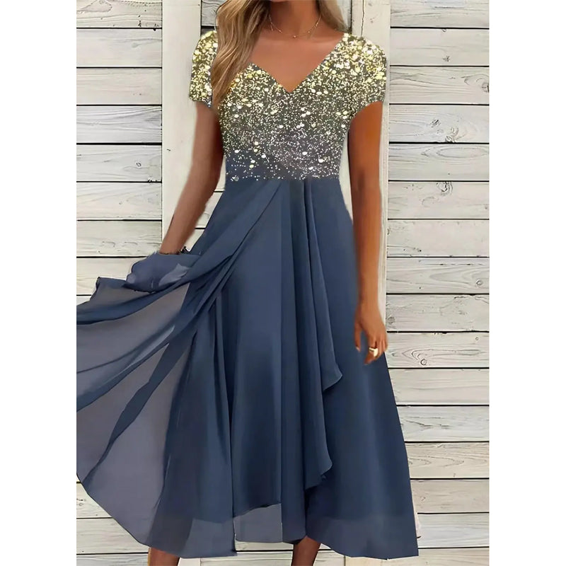 Brooke | stilvolles Kleid mit V-Ausschnitt und modernem Druck