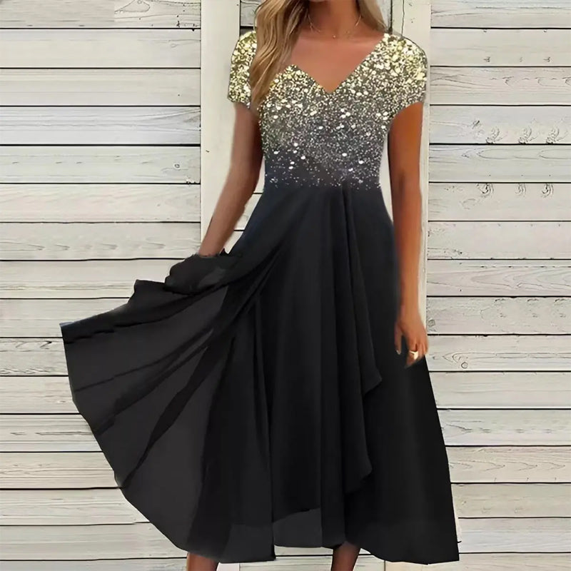 Brooke | stilvolles Kleid mit V-Ausschnitt und modernem Druck