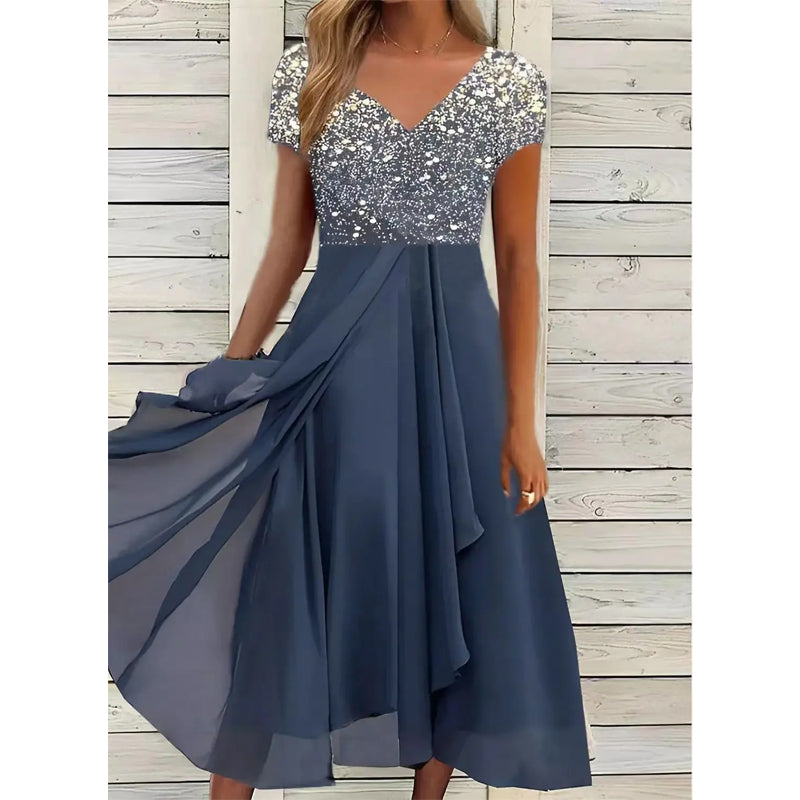 Brooke | stilvolles Kleid mit V-Ausschnitt und modernem Druck