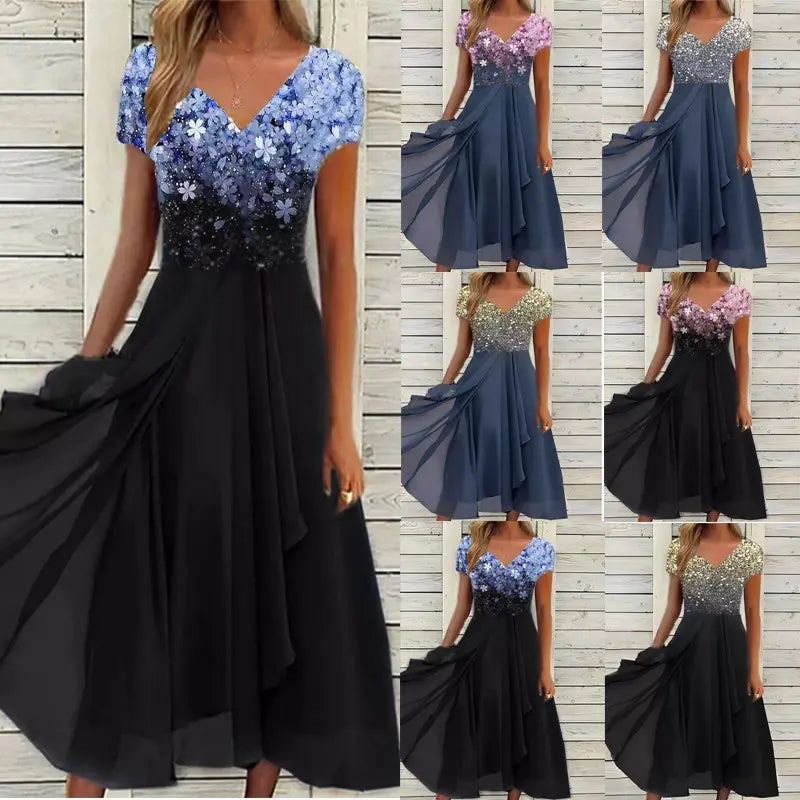 Brooke | stilvolles Kleid mit V-Ausschnitt und modernem Druck