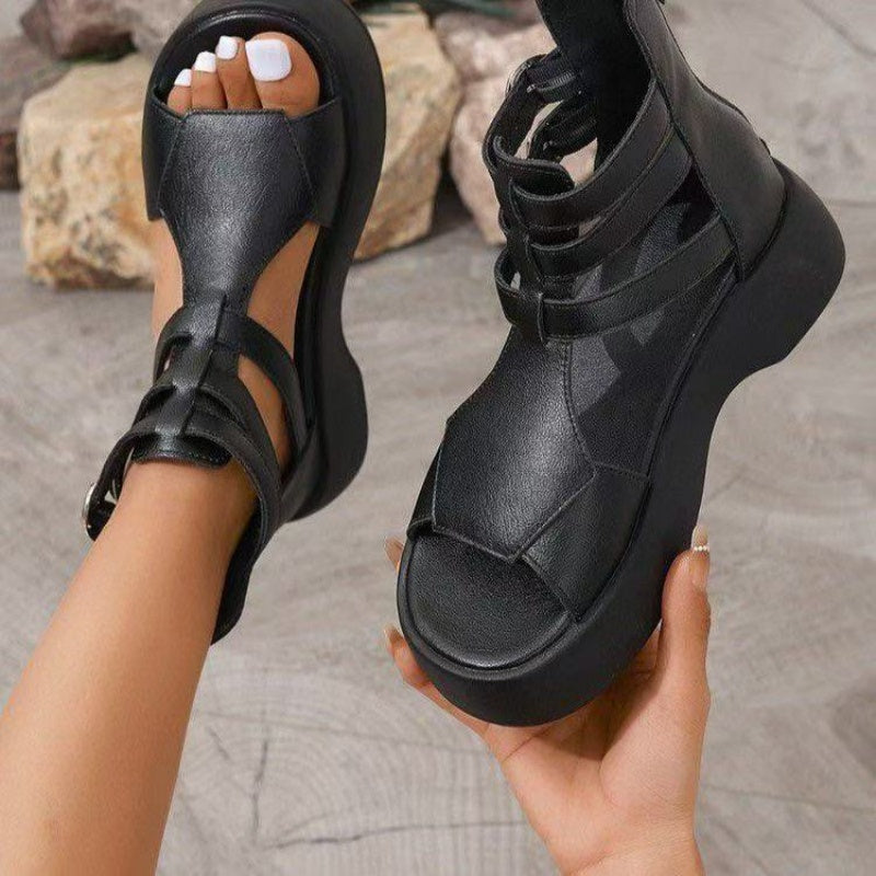 Beatrice | modische orthopädische Sandalen mit Keilabsatz und Plateau