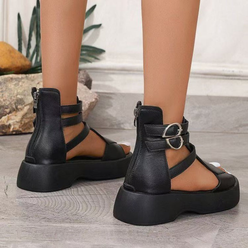 Beatrice | modische orthopädische Sandalen mit Keilabsatz und Plateau