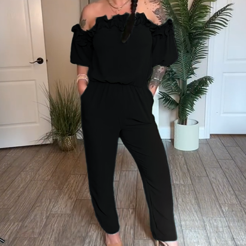 Cecilia | eleganter Jumpsuit mit Rüschen an den Schultern
