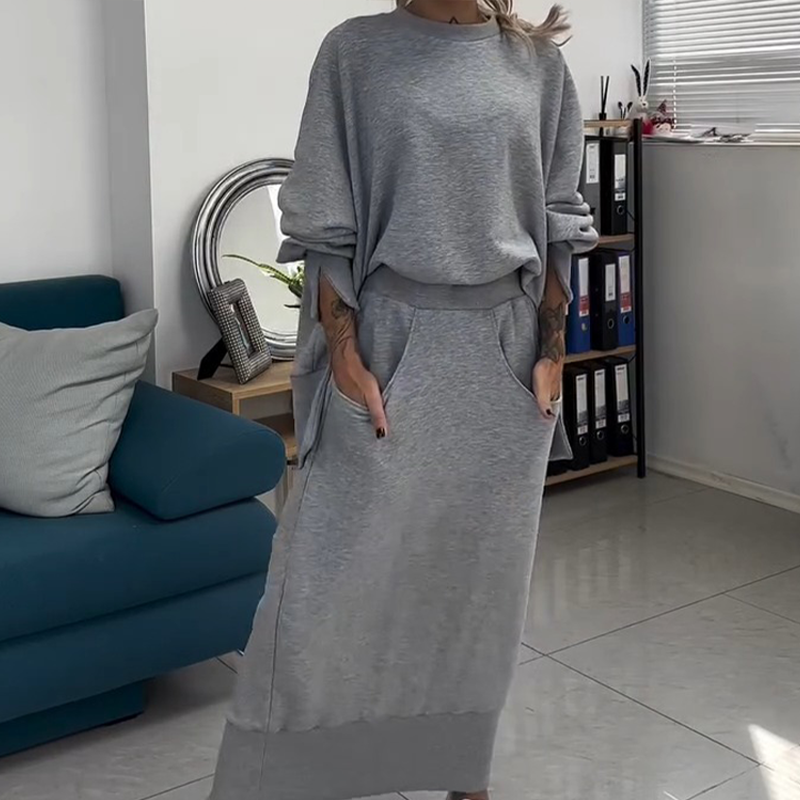 Melanie | stilvolles 2-teiliges Set mit Sweatshirt und Rock für Damen