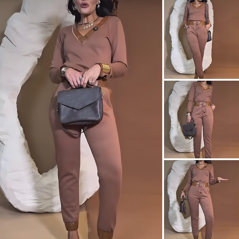 Teyla | Elegantes zweiteiliges Set mit Lederdesign