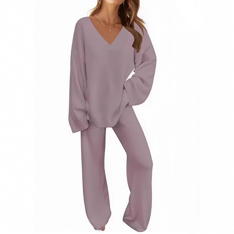 Faribel | V-Ausschnitt Pullover & Hose Set