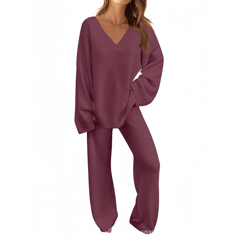 Faribel | V-Ausschnitt Pullover & Hose Set