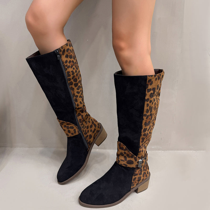 Saharie | Trendige Damenstiefel mit Leopardenmuster