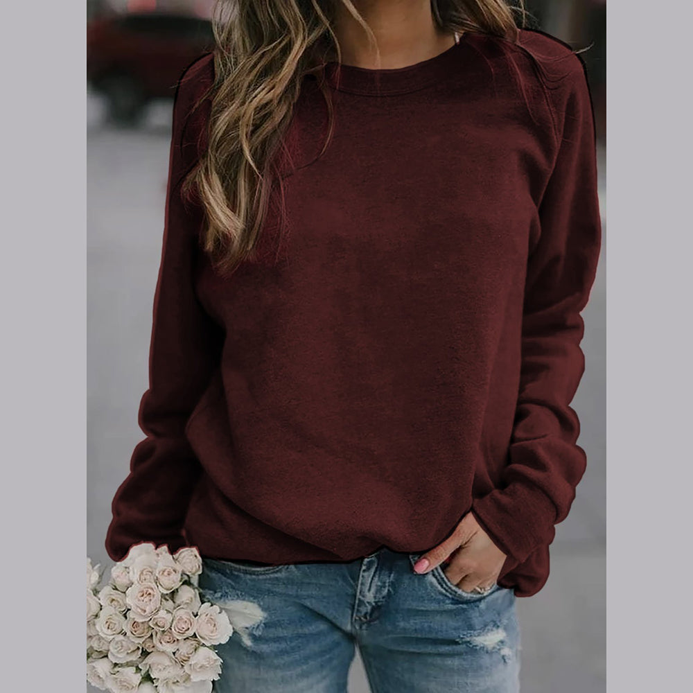 Stella™ - Stilvolles, bequemes Sweatshirt mit Rundhalsausschnitt - Weinrot / S