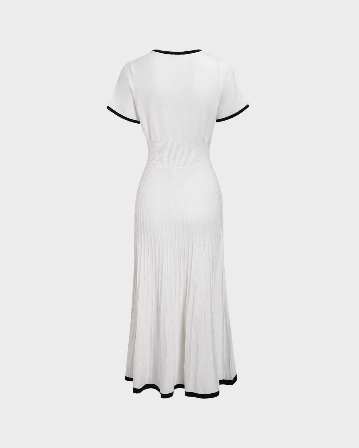 Celine | Weißes Strick-Midikleid mit Kontrast