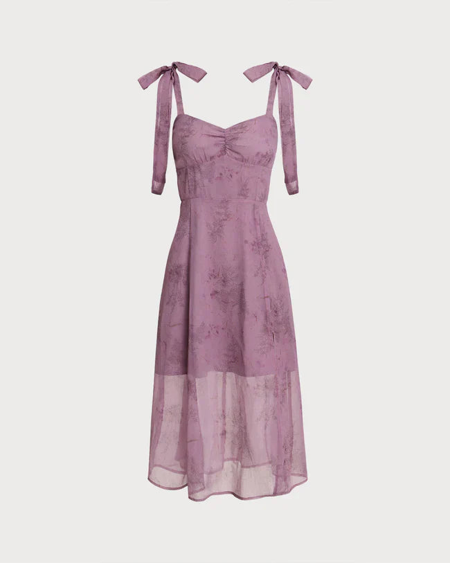 Gavia | Geblümtes Midikleid mit Rüschen und Bindeband