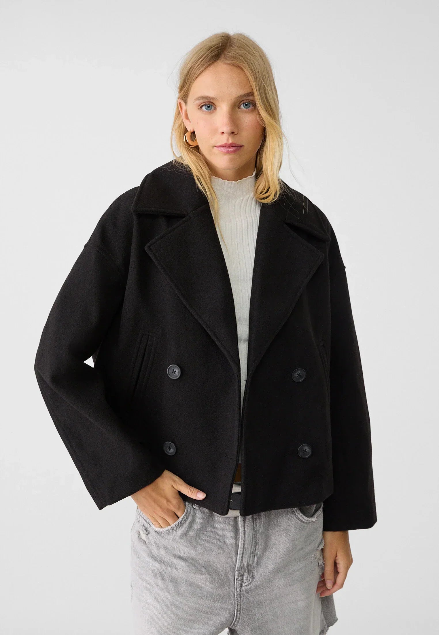 Vespera™ – Kurzgeschnittener Wollmantel für Damen - Beige / XS