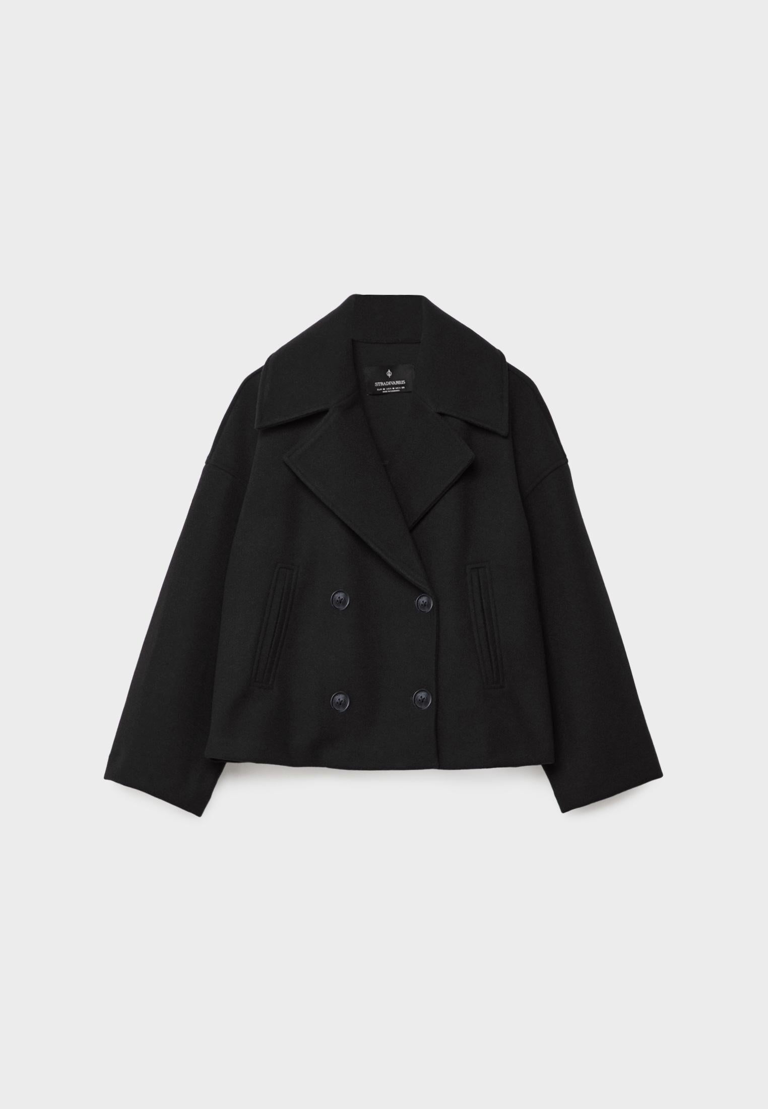 Vespera™ – Kurzgeschnittener Wollmantel für Damen - Schwarz / XS